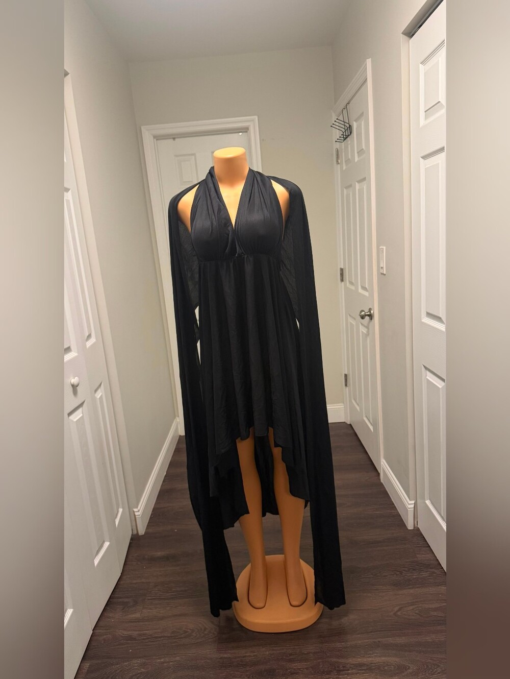 HALLOWEEN GOTHIC Black Draped Halter High-Low Dress - Unbranded Size XL (16-18 )